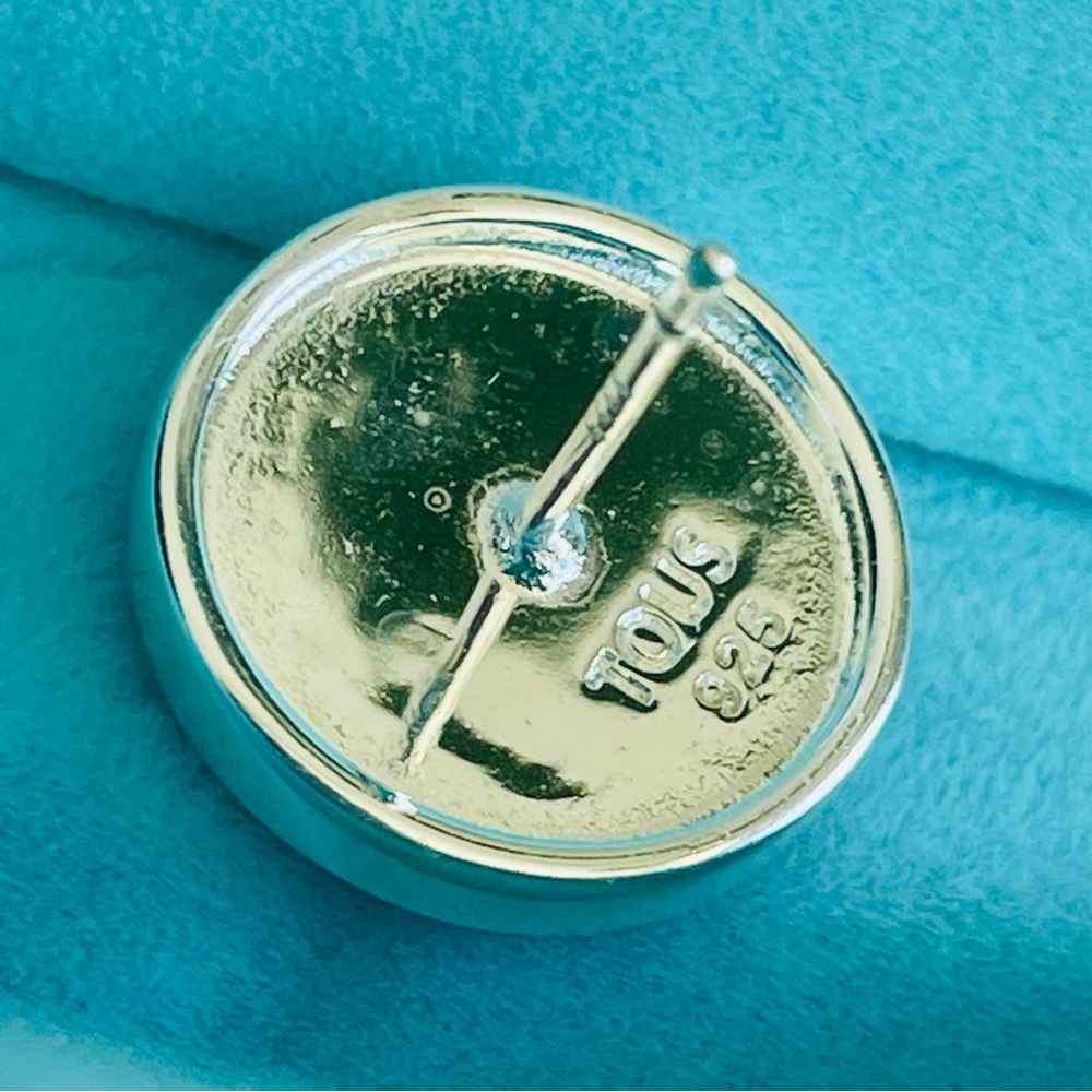 Tous Silver Turquoise Muffin Silver Bear Button Earrings - Picture 11 of 15